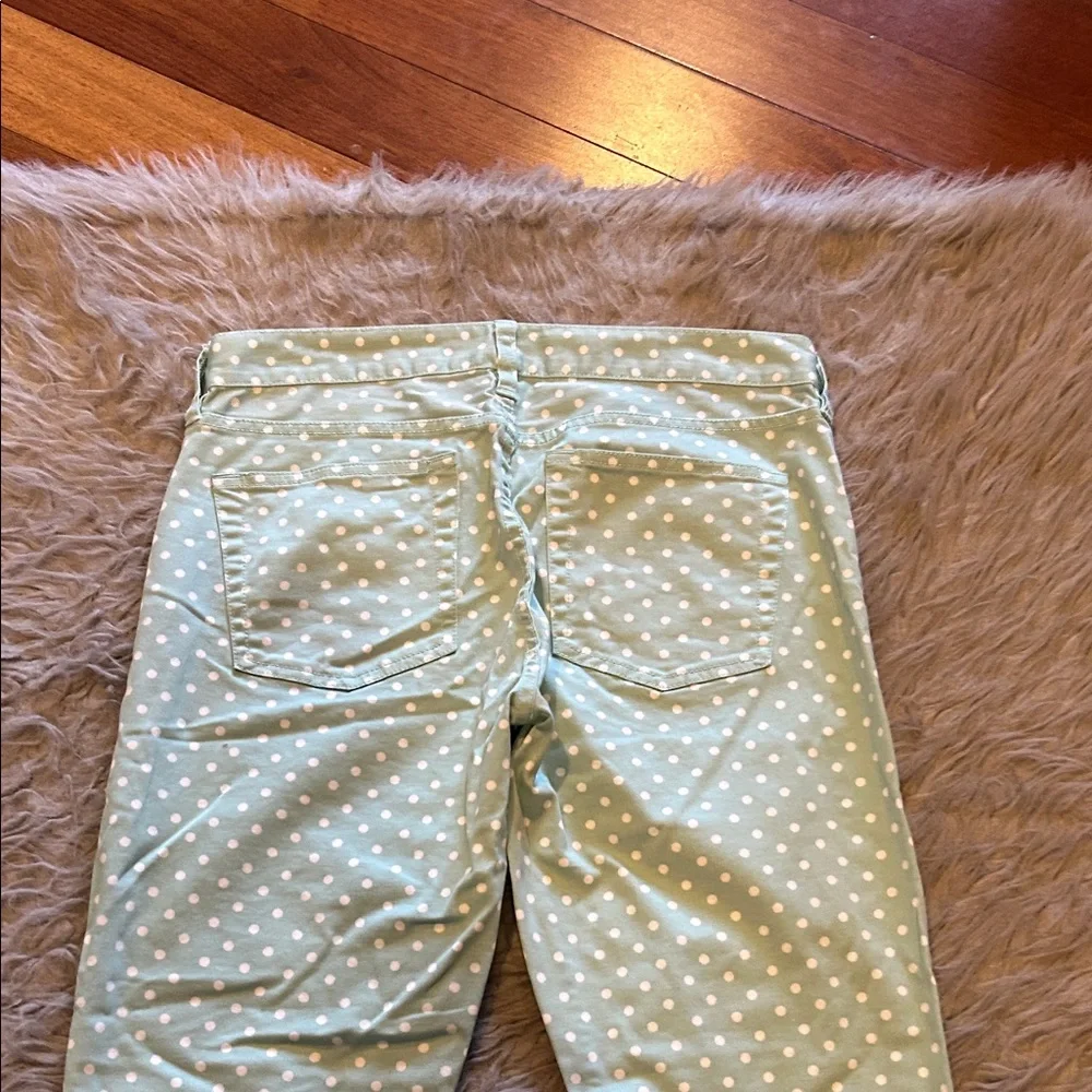 Jcrew Polka Dot Mint Green And White Cropped‎ Matchstick Jeans